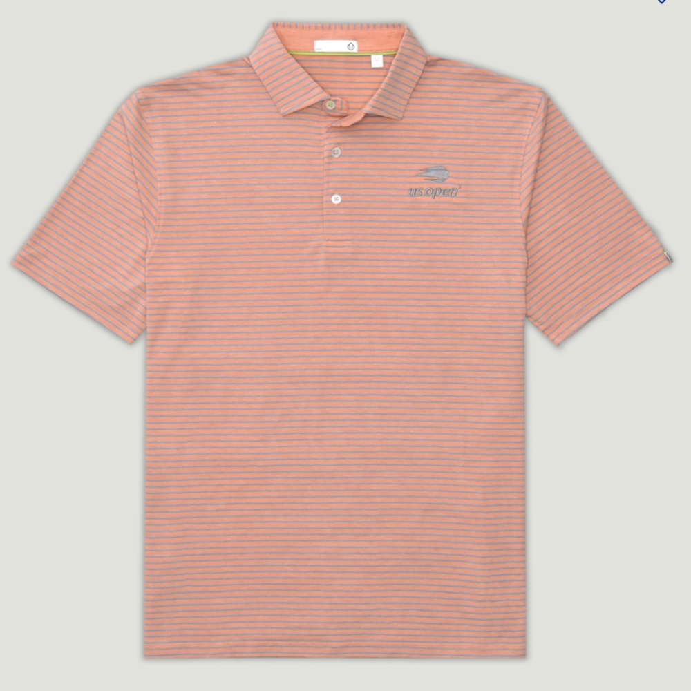 TASC US Open Cloud Polo Brookline Stripe in Sunrise Heather Size Small